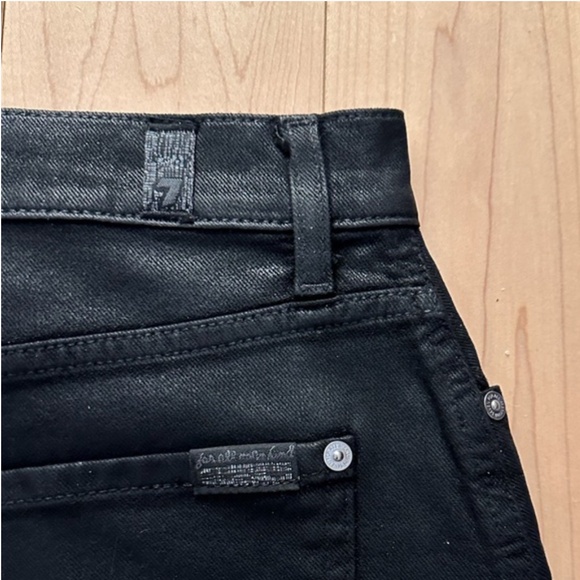 BNWOT- 7 For All Mankind Black Coated Denim Mini Skirt (28) - Picture 6 of 10